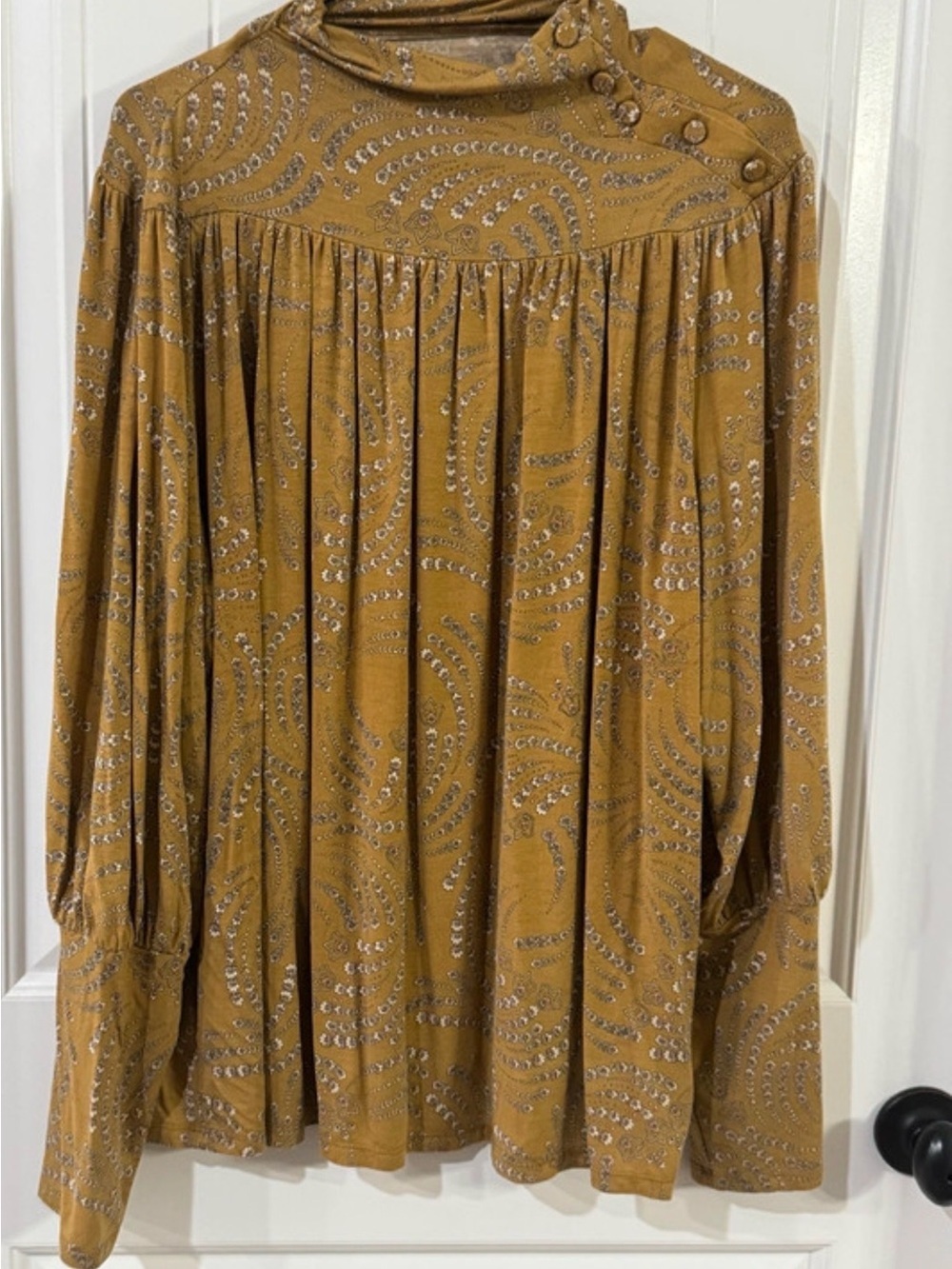 Ann Taylor Mustard Paisley-Print A-Line Skirt